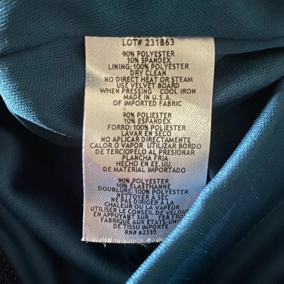 Aqua Formal Strapless Velvet Teal Mini Dress - Picture 5 of 5